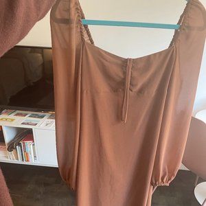 Wilfred Brown Crepe Midi Dress